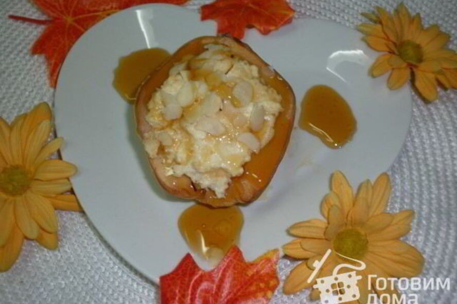 Рецепт фаршированная айва — творогом с кокосом и миндалем