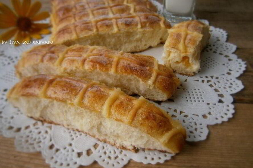 Рецепт булочки с заварным кремом и персиком