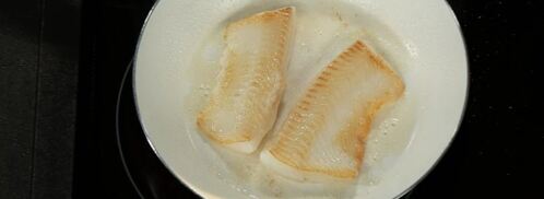 филе камбалы со сливочным кремом и красным картофельным пюре. Шаг 6