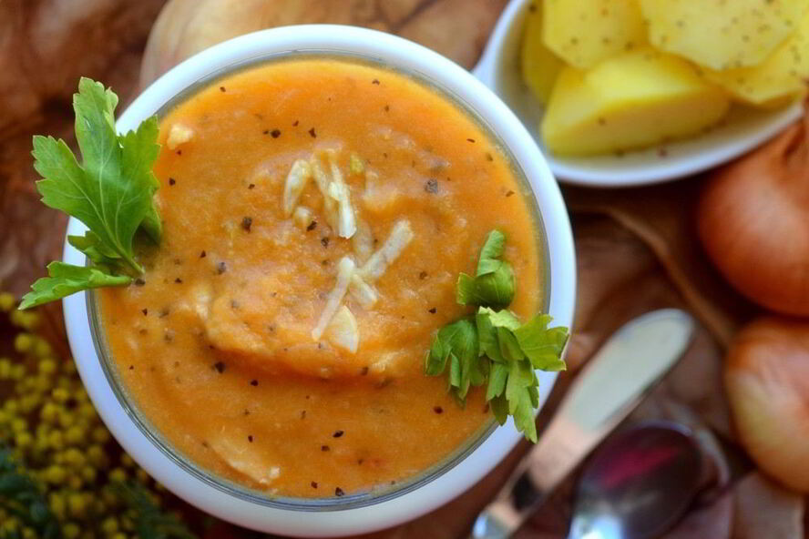 Рецепт луково-томатный крем с курицей