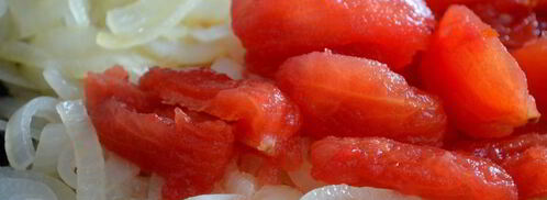 луково-томатный крем с курицей. Шаг 2