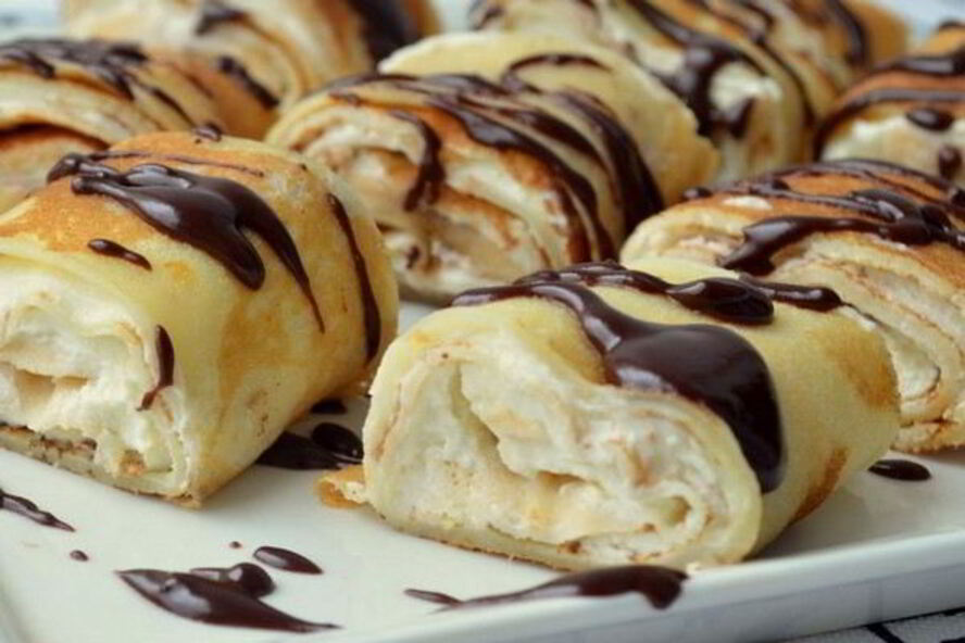 Рецепт рулетики из блинов с творожным кремом