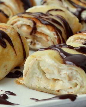 Рулетики из блинов с творожным кремом