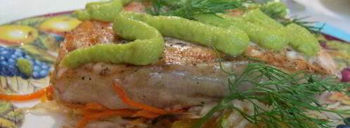 семга на овощной подушке с кремом из авокадо. Шаг 4