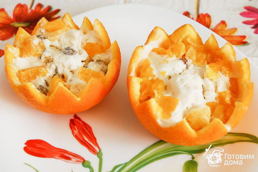 Рецепт мороженое в апельсиновых чашечках