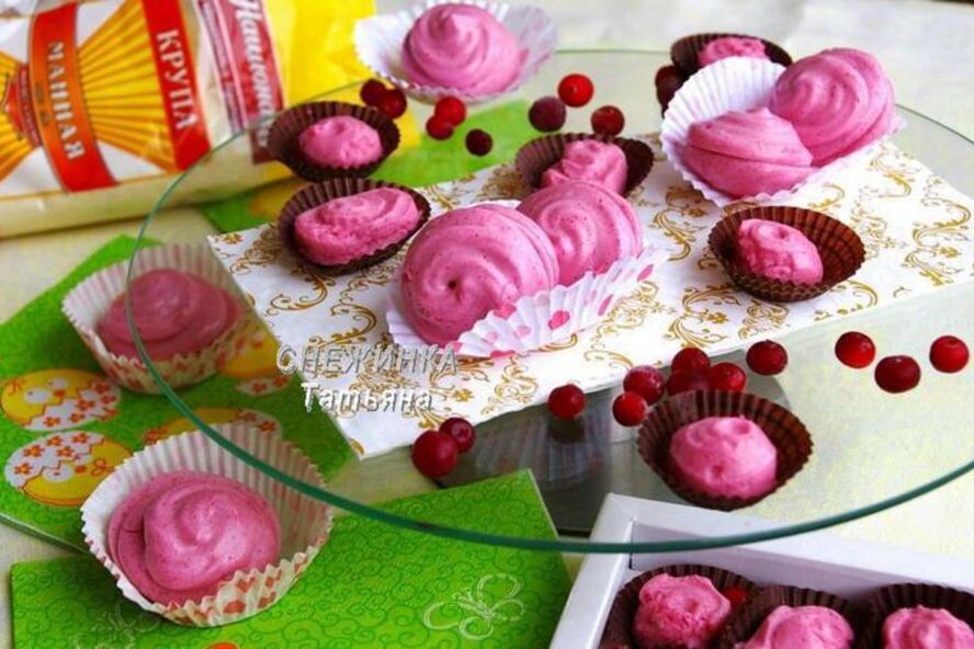 Рецепт клюквенный мусс-зефир на манной крупе