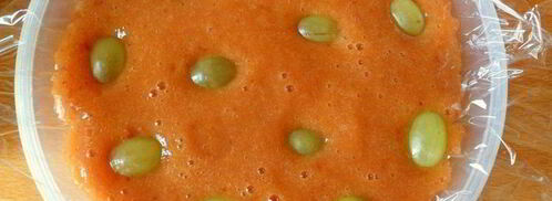 персиковый мусс-желе с виноградом и лепестками миндаля. Шаг 7