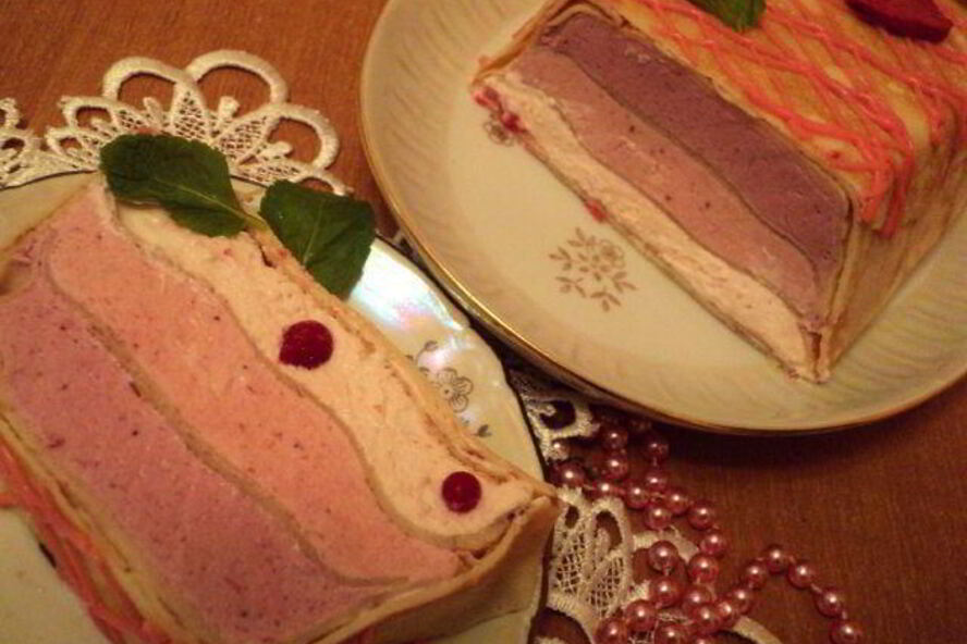 Рецепт блинный террин с ягодно-сливочным суфле