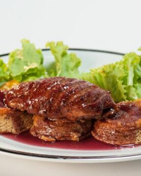 Копченая утка с яблочным суфле