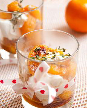 Жареные мандарины с тимьяном и маскарпоне