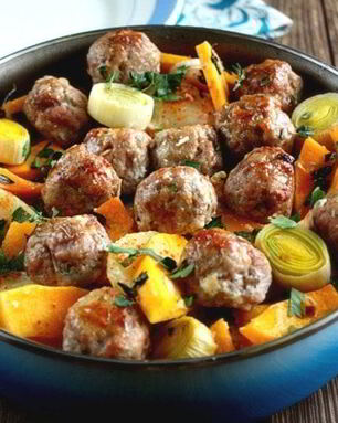 Сливочная тыква с фрикадельками