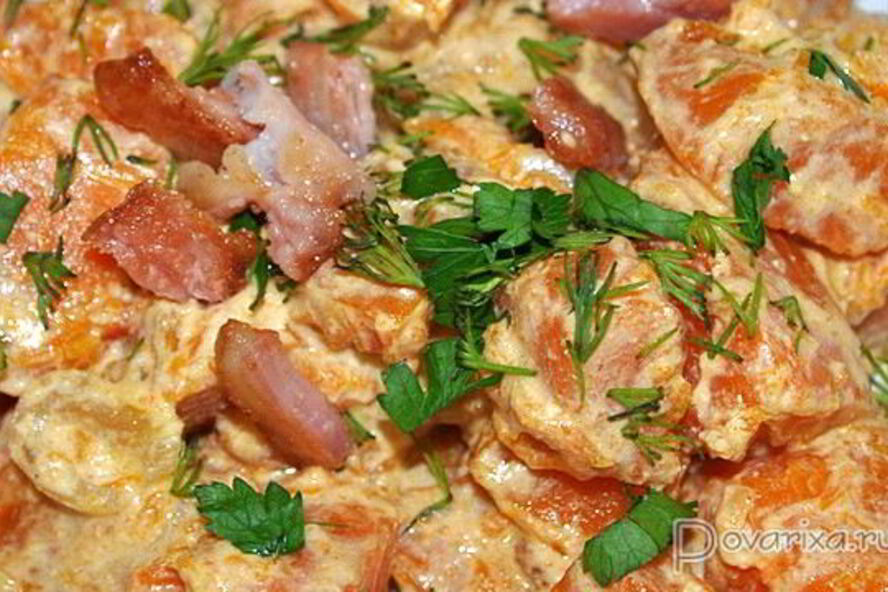 Рецепт гарнир из тыквы со сметаной к мясу
