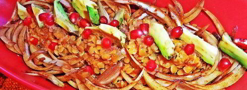 чечевица с пикантным луком и авокадо. Шаг 9