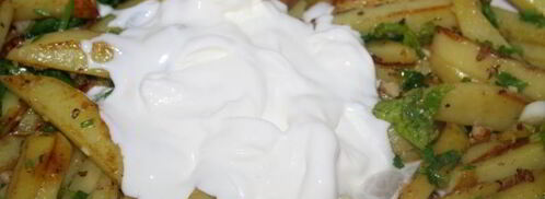 картофель с грецким орехом, кинзой и чесноком. Шаг 5