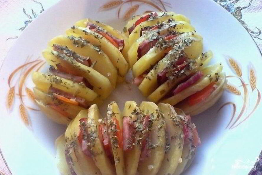 Рецепт картошка с ветчиной в духовке