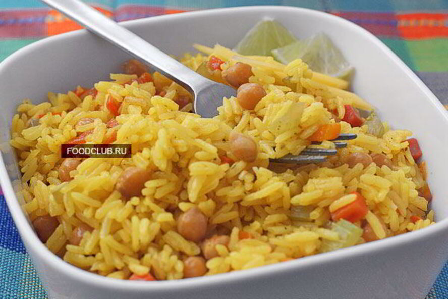 Рецепт постный рис с овощами и нутом