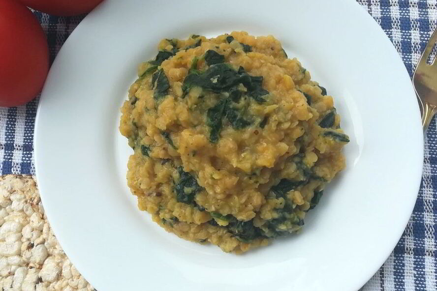 Рецепт пряная чечевица со шпинатом