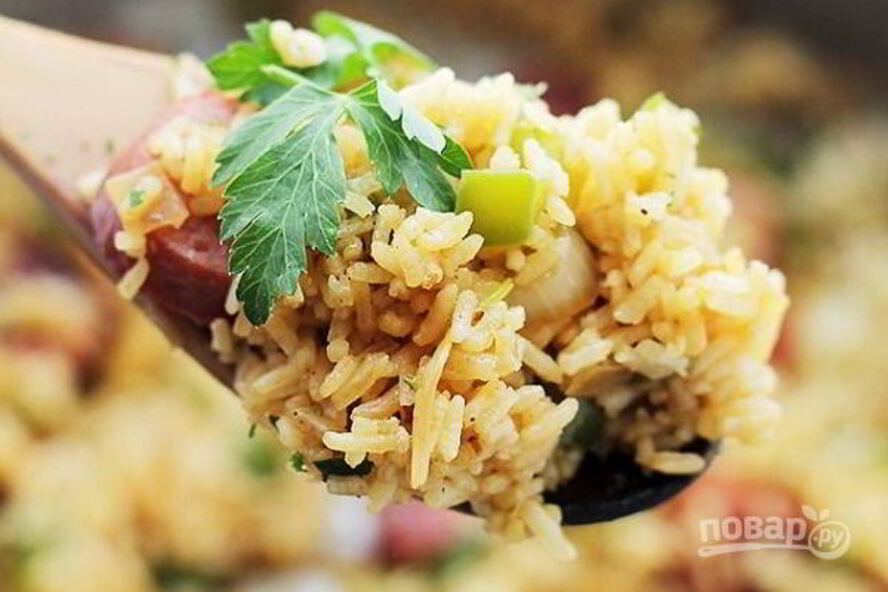 Рецепт рис с сосиской