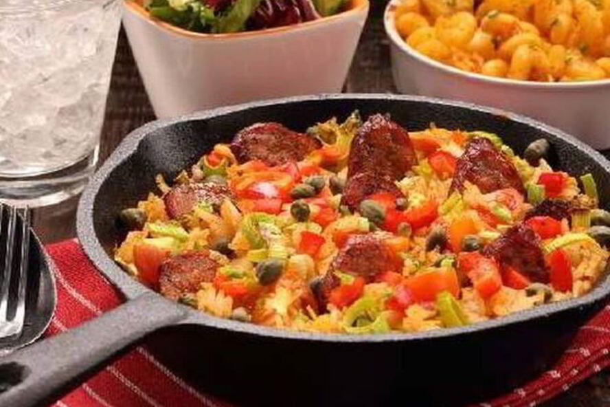 Рецепт рис с ветчиной и острыми чоризо