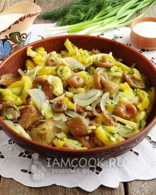 Жареная картошка с солеными грибами