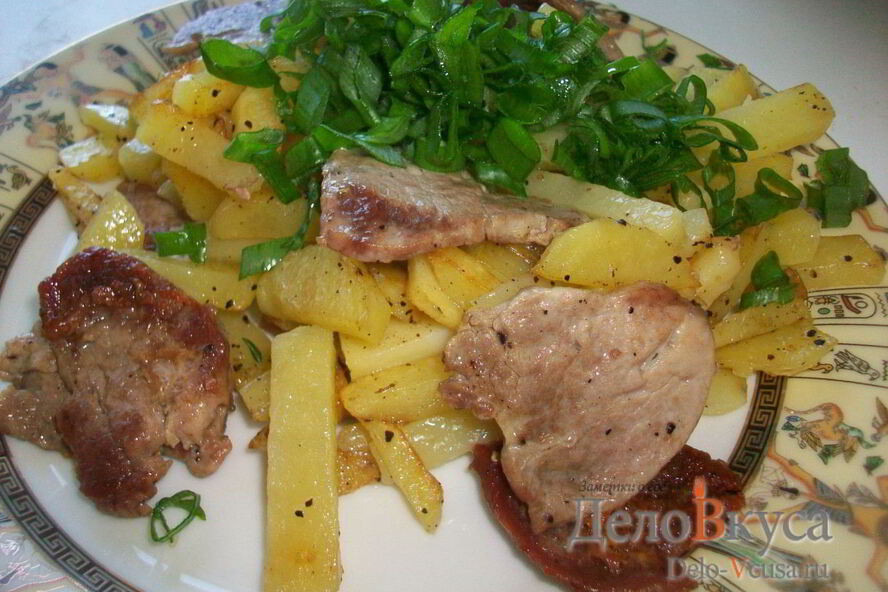 Рецепт жареный картофель со свиной вырезкой