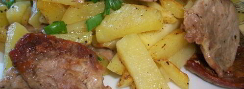 жареный картофель со свиной вырезкой. Шаг 8