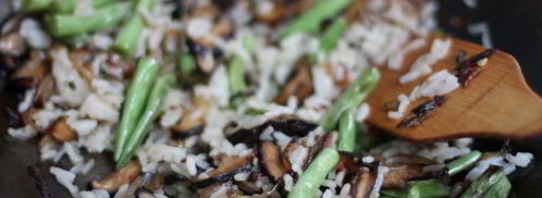 жареный рис с фасолью и грибами. Шаг 7