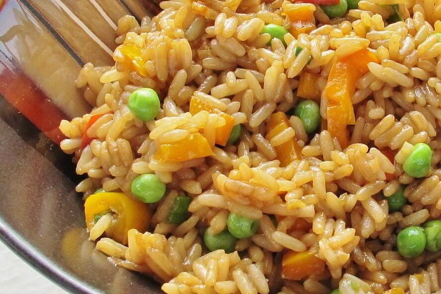 Рецепт жареный рис с овощами