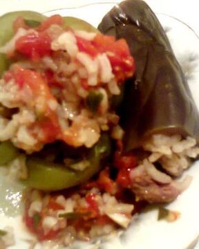 Долма с баклажаном и болгарским перцем