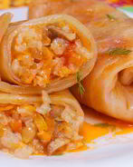 Постные голубцы с овощами и шампиньонами