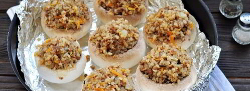 грибы, фаршированные гречкой. Шаг 8