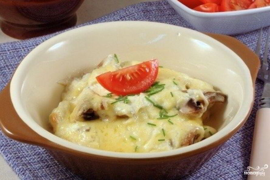 Рецепт грибы в сметане, запеченные в духовке