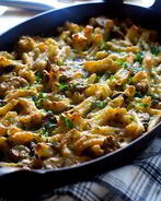 Грибы, запеченные с макаронами