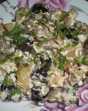 Подберезовики, жареные со сметаной