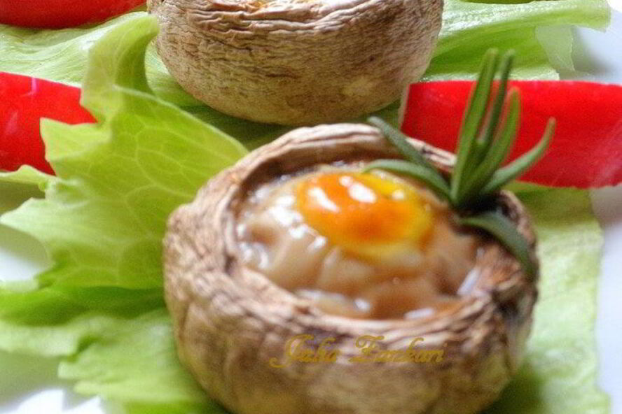 Рецепт шампиньоны, фаршированные перепелиными яйцами