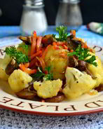 Шампиньоны жареные с цветной капустой