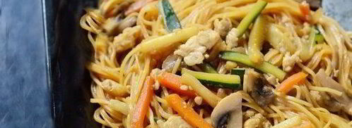 кантонская лапша с овощами, грибами и яйцом. Шаг 4