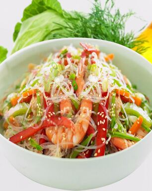 Крахмальная лапша с креветками