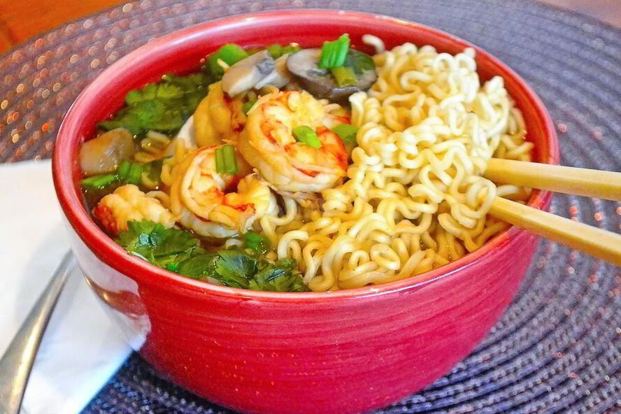 Рецепт лапша с креветками