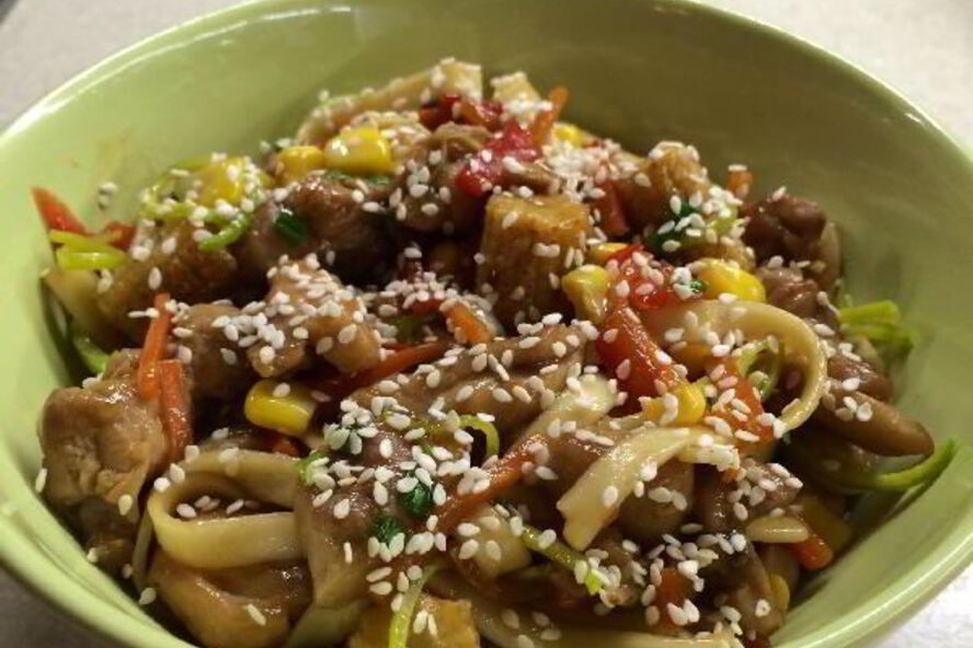 Рецепт лапша удон с курицей терияки