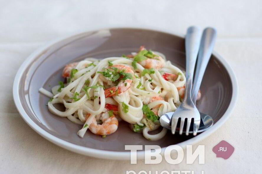 Рецепт лапша удон в кокосовом молоке с креветками