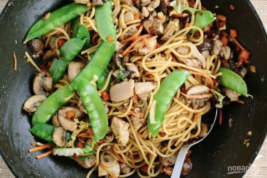 Рецепт лапша вок с курицей и овощами