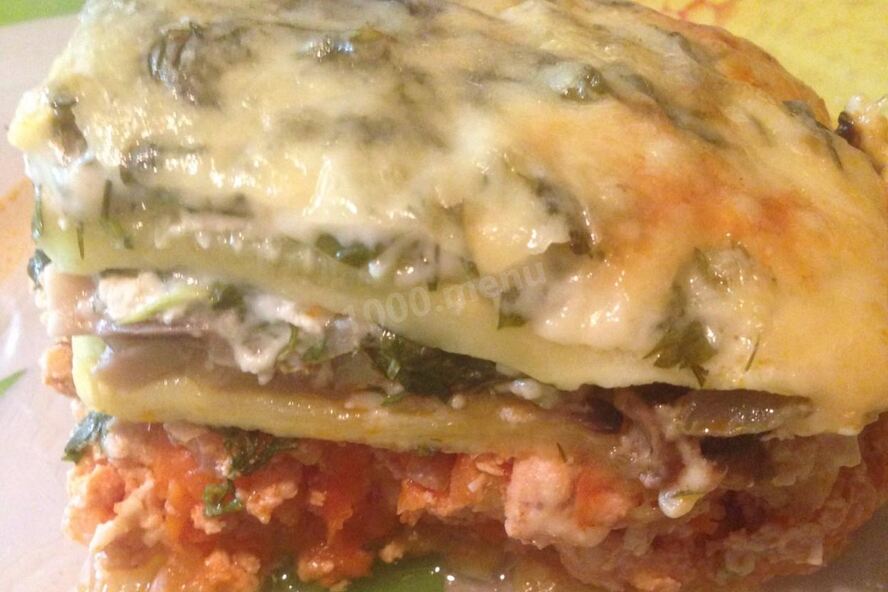 Рецепт лазанья из кабачков с грибами