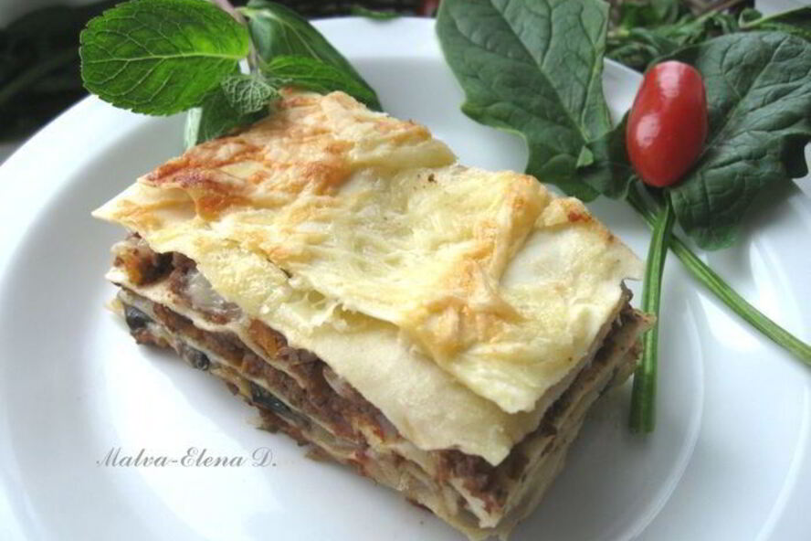Рецепт лазанья с рагу болоньезе, грибами и моцареллой