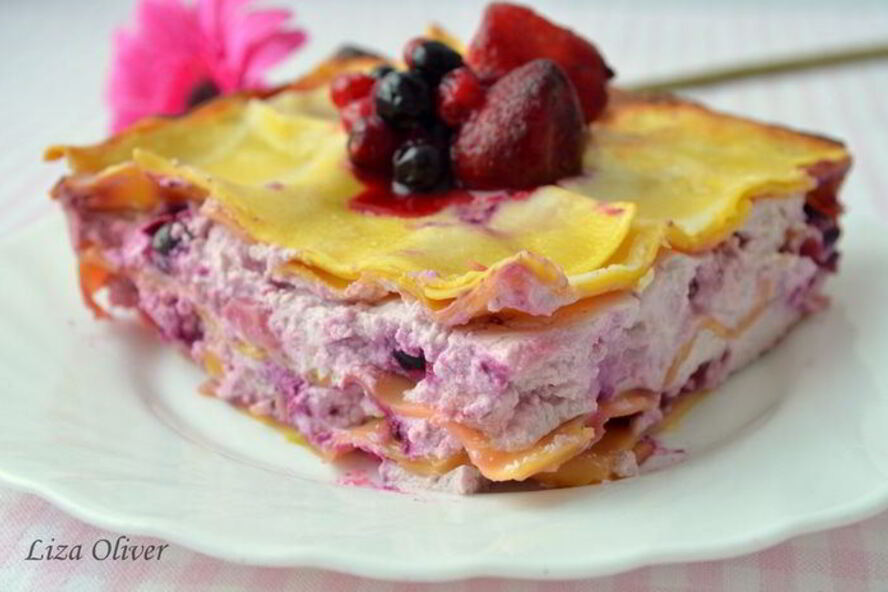Рецепт лазанья с рикоттой и ягодным ассорти