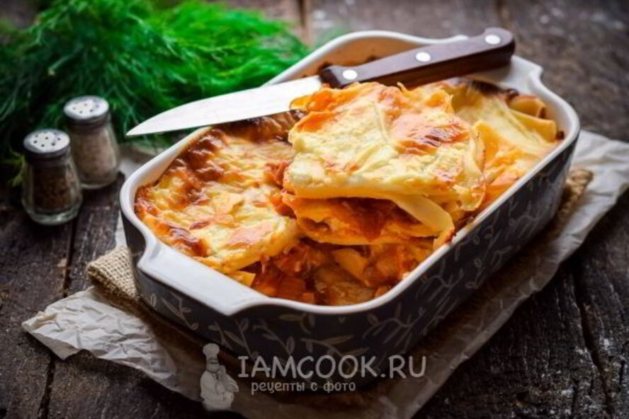 Рецепт лазанья с ветчиной и сыром