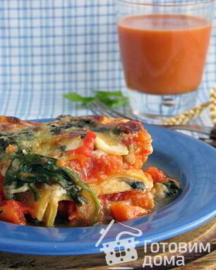 Овощная лазанья с тыквой и шпинатом