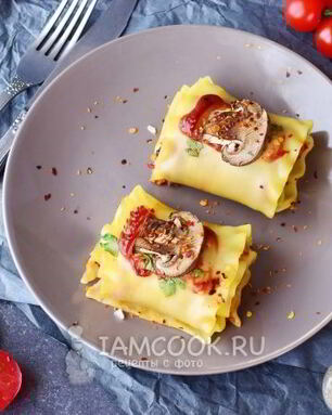 Постная лазанья с грибами