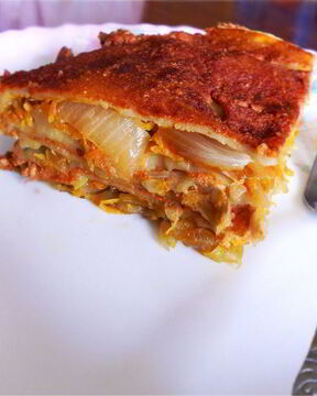 Русская лазанья с квашеной капустой и ореховым соусом