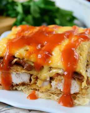 Вафельная лазанья с курицей